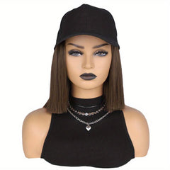 Short Straight Hair Wigs With Baseball Cap Hat - 25 4 Cm