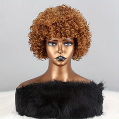 4 Cm Short Afro Curly Hair Wigs Women Daily Party Synthetic Fiber Hair Wigs