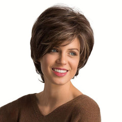 Pixie Cut Wigs Ombre Brown Straight Hair Wigs For Women Synthetic Hair