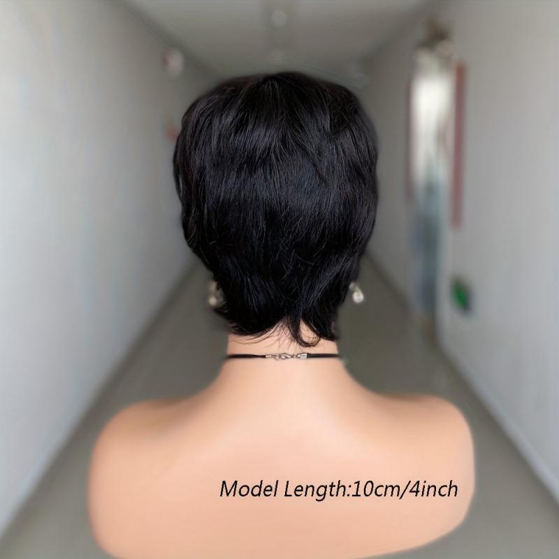 Short Pixie Cut Wigs With Bangs Human Hair Glueless Brazilian Full Machine Wig