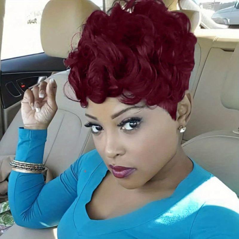 Short Curly Pixie Cut Synthetic Wigs For Women Natural Look