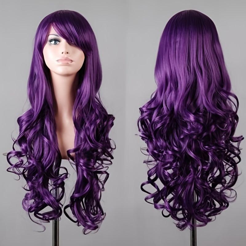 Rainbow Long Straight Synthetic Wig With Bangs for Halloween Cosplay Party
