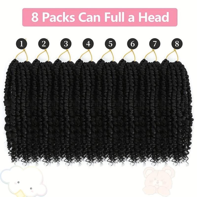 8 Pack Pre-Twisted Short Passion Twist Hair Extensions, 25cm