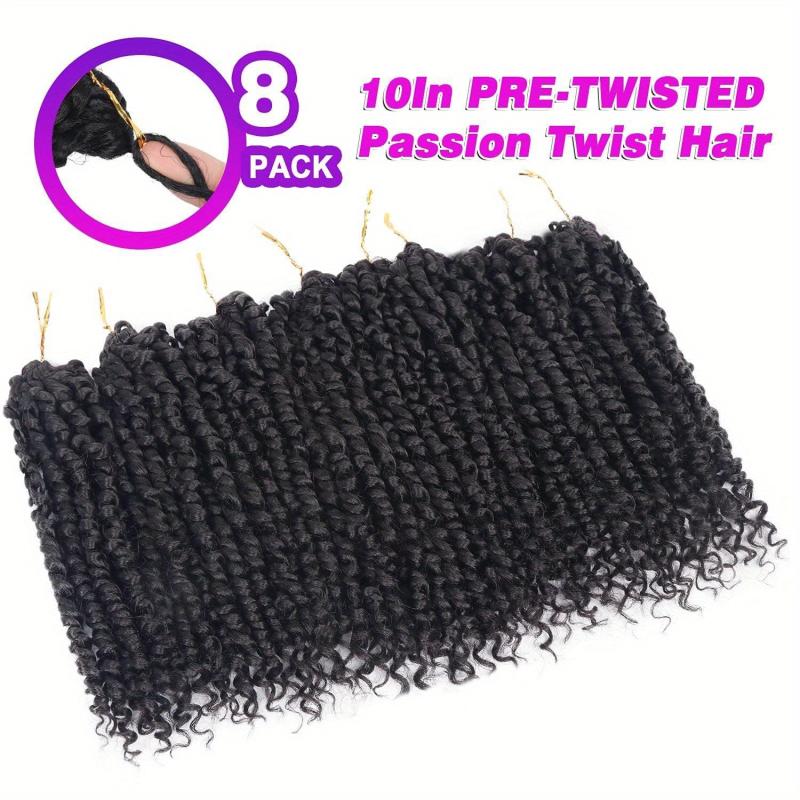 8 Pack Pre-Twisted Short Passion Twist Hair Extensions, 25cm