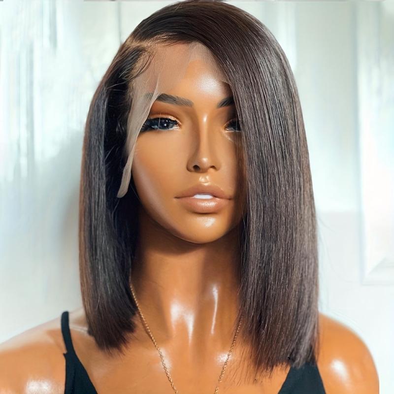 Straight Bone Bob Wig Lace Front Human Hair Wigs For Women HD Transparent Lace