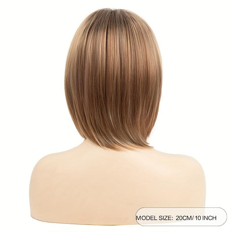 Short Pixie Bob Wig With Bangs Ombre Blonde Synthetic Wig