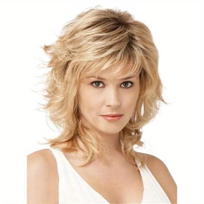 Short Pixie Bob Wig With Bangs Ombre Blonde Synthetic Wig