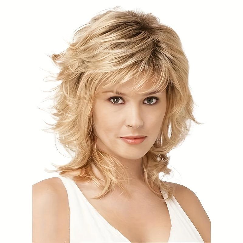 Short Pixie Bob Wig With Bangs Ombre Blonde Synthetic Wig