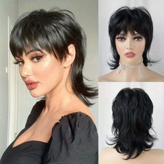 Blonde Short Shaggy Wavy Wig With Bangs 80s Rocker Mullet