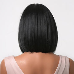 Short Straight Bob Wigs With Bangs Colorful Synthetic Fiber Hair