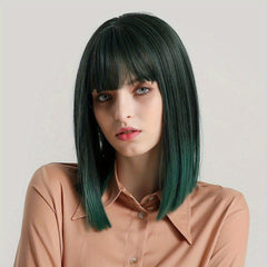 35 56 Cm Bob Straight Hair Wigs With Bangs Synthetic Hair Replacement Wigs