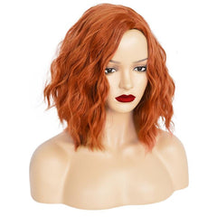Orange Wavy Wig Synthetic Wigs For Women + Wig Cap Heat Resistant