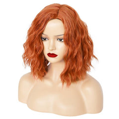 Orange Wavy Wig Synthetic Wigs For Women + Wig Cap Heat Resistant