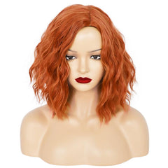 Orange Wavy Wig Synthetic Wigs For Women + Wig Cap Heat Resistant