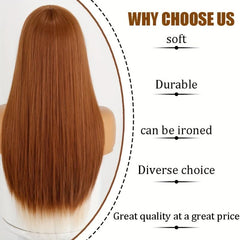 Long Straight Wig with Bangs Natural Look