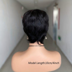 Burgundy 10 16 Cm Short Pixie Cut Wigs Straight Human Hair Wigs For Women