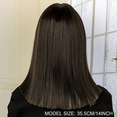 Short Bob Straight Hair Wigs With Bangs Synthetic Shoulder Length Hair