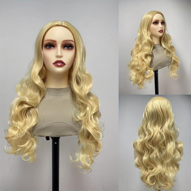 Golden Long Wavy Wig With Bangs for Halloween Cosplay