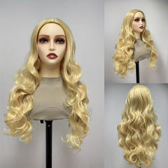 Golden Long Wavy Wig With Bangs for Halloween Cosplay