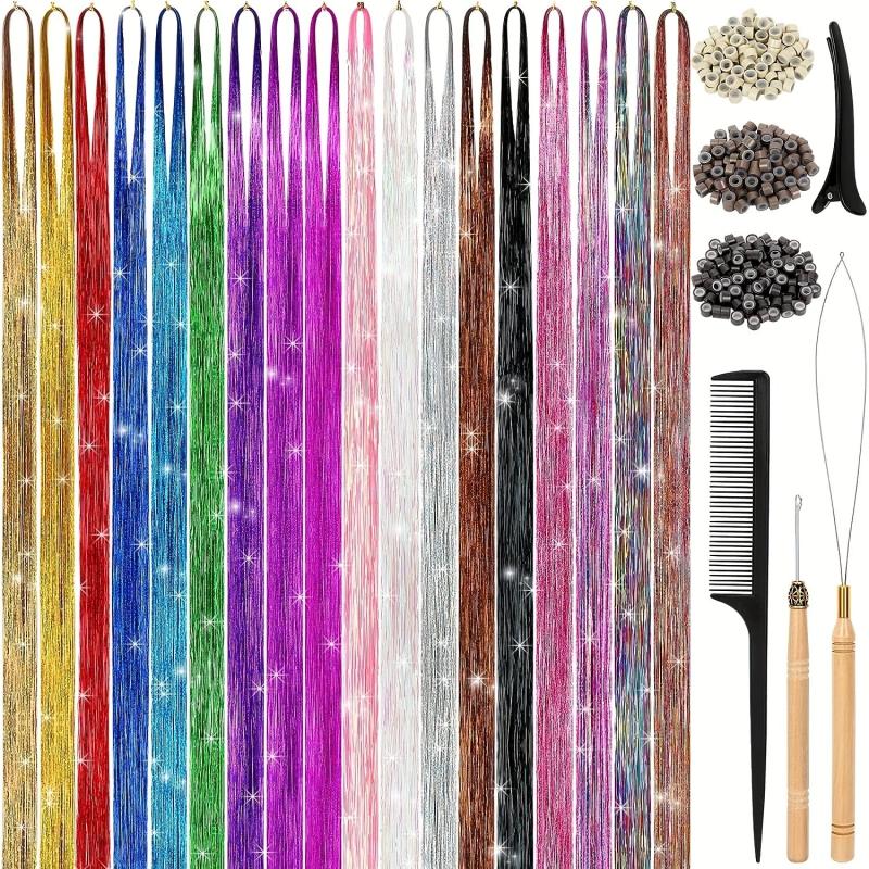 Hair Tinsel Kit 18 Colors 4320 Strands Tinsel Hair Extensions