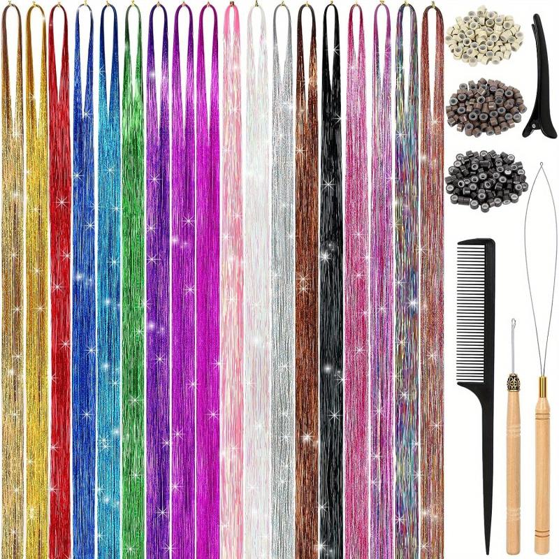 Hair Tinsel Kit 18 Colors 4320 Strands Tinsel Hair Extensions