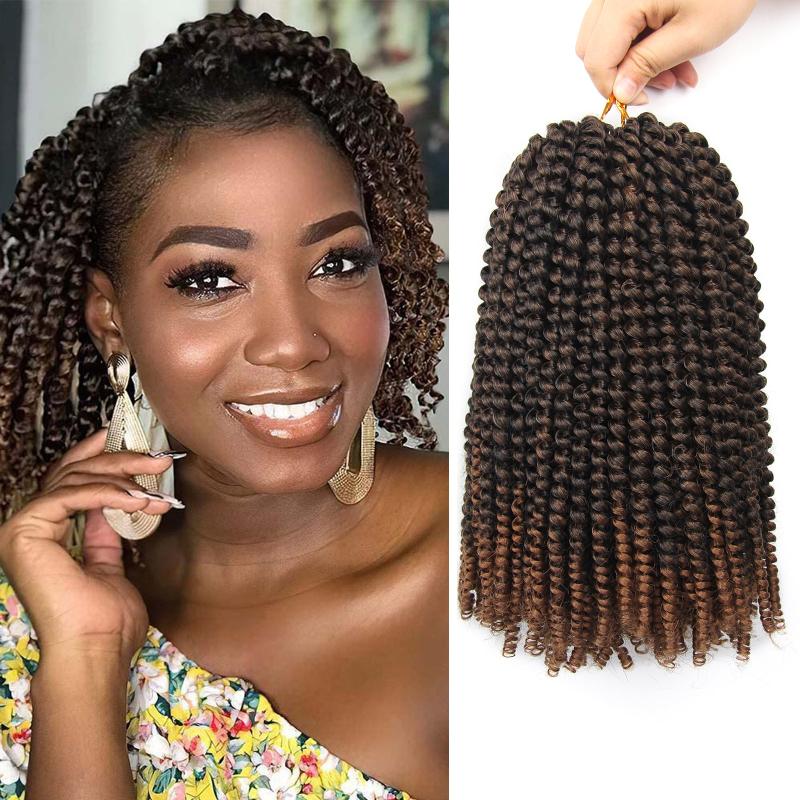 Spring Twist Crochet Hair 8 Inches 3 Packs Low Temperature Synthetic Fiber