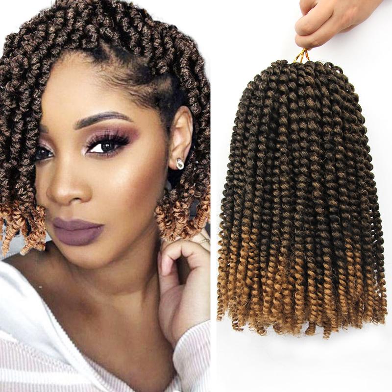 Spring Twist Crochet Hair 8 Inches 3 Packs Low Temperature Synthetic Fiber