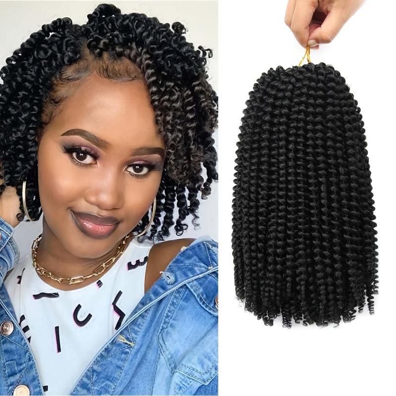 Spring Twist Crochet Hair 8 Inches 3 Packs Low Temperature Synthetic Fiber