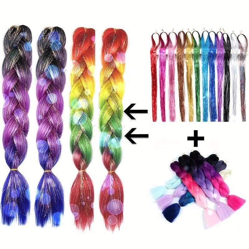 Colorful Jumbo Braiding Hair Extensions Synthetic Fiber