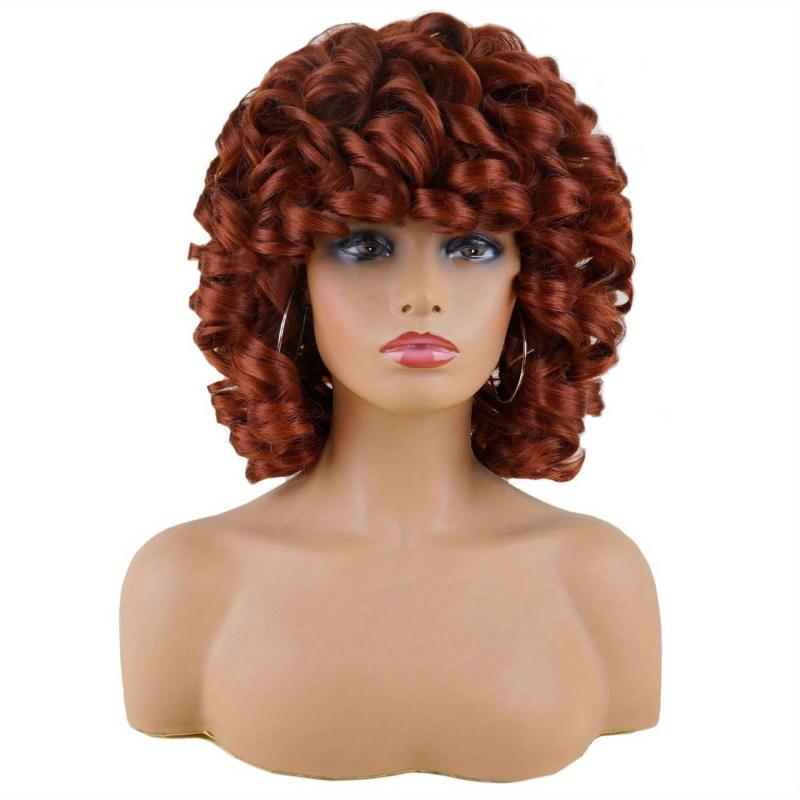 Curly Wig With Bangs Afro Loose Curls Synthetic Wigs