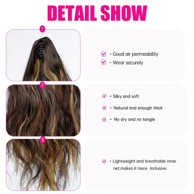 Corn Wave Ponytail Extension Claw Clip 45 72 Cm Synthetic Hair