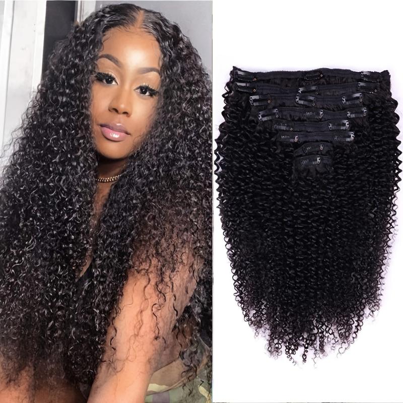 Kinky Curly Clip Human Hair Extensions Natural 10 24inch