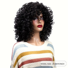 Short Curly Wigs For Women Kinky Curly Wig With Bangs Wigs 25