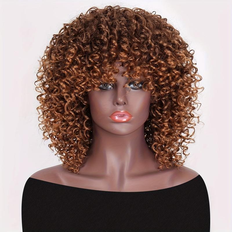 Short Curly Wigs For Women Kinky Curly Wig With Bangs Wigs 25
