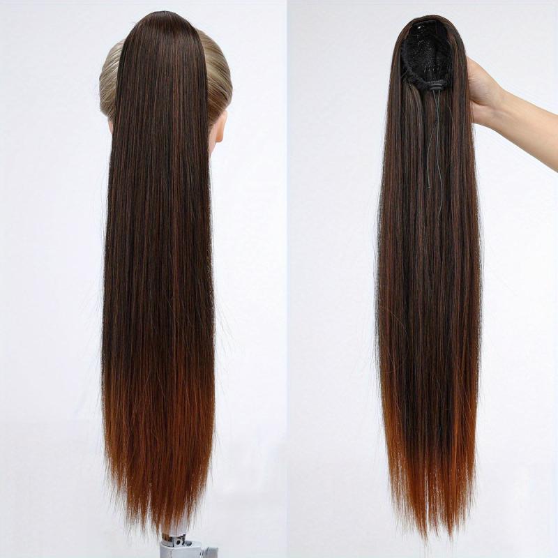 Long Straight Drawstring Ponytail Synthetic Hair Extension
