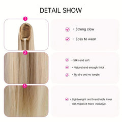 Long Straight Drawstring Ponytail Synthetic Hair Extension