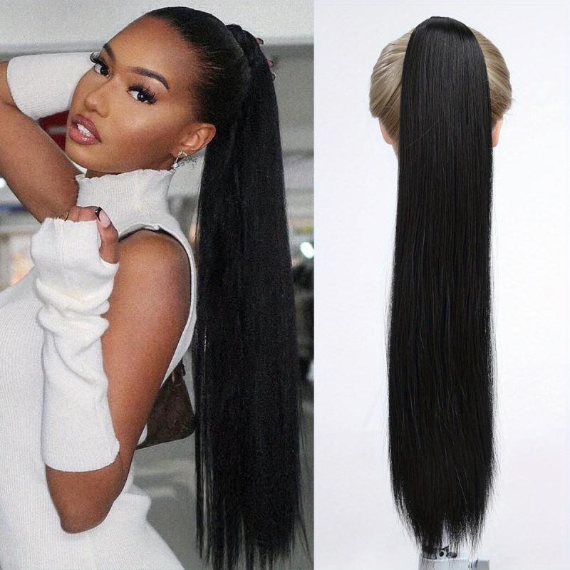 Long Straight Drawstring Ponytail Synthetic Hair Extension