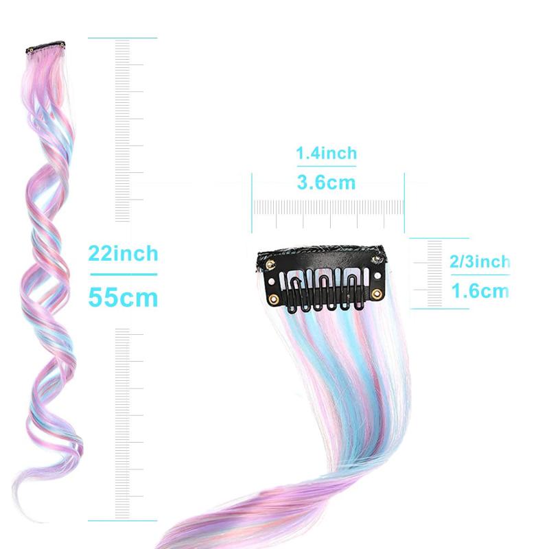 10 pcs Unicorn Clip In Hair Extensions Pink Light for Women Girls Cosplay