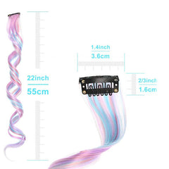 10 pcs Unicorn Clip In Hair Extensions Pink Light for Women Girls Cosplay