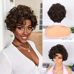 25 cm Short Curly Wave Wigs for Women Natural Synthetic Hair Replacement Wigs