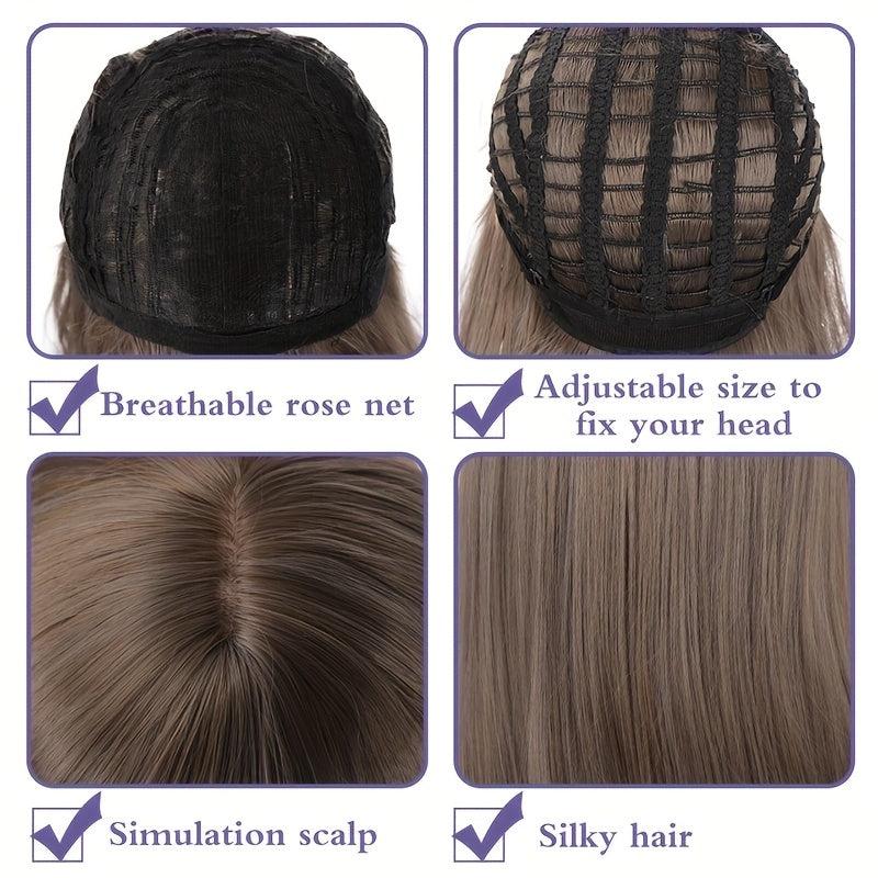 Long Straight Synthetic Wig Natural Hair Cosplay Lolita Party Wig With Bangs