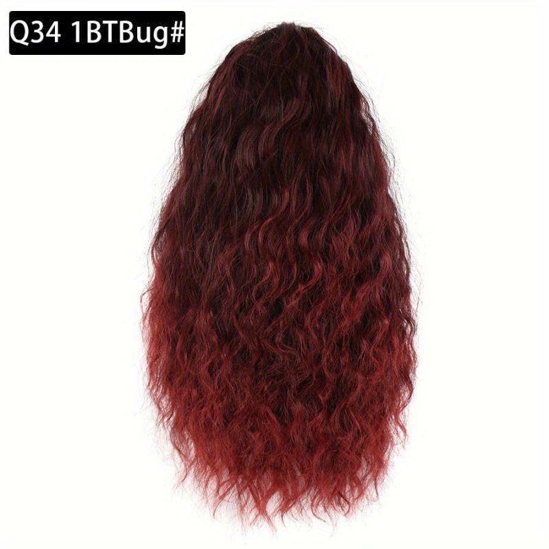 Wavy Ponytail Extensions Synthetic Fiber Drawstring Curly Ponytail Extensions