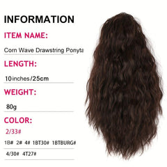 Wavy Ponytail Extensions Synthetic Fiber Drawstring Curly Ponytail Extensions