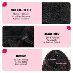 Wavy Ponytail Extensions Synthetic Fiber Drawstring Curly Ponytail Extensions