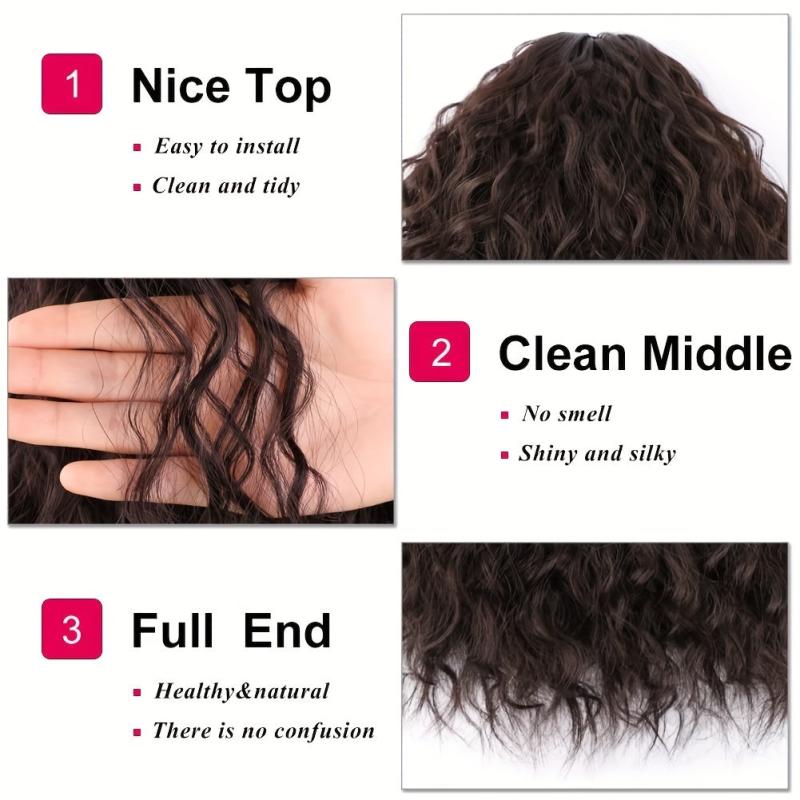 Wavy Ponytail Extensions Synthetic Fiber Drawstring Curly Ponytail Extensions