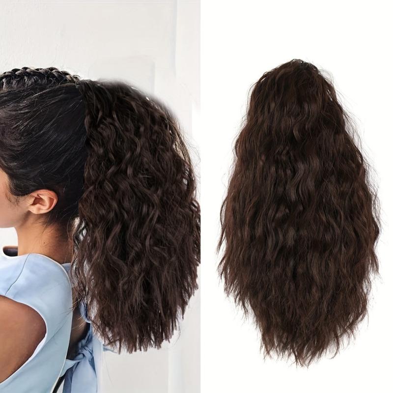 Wavy Ponytail Extensions Synthetic Fiber Drawstring Curly Ponytail Extensions
