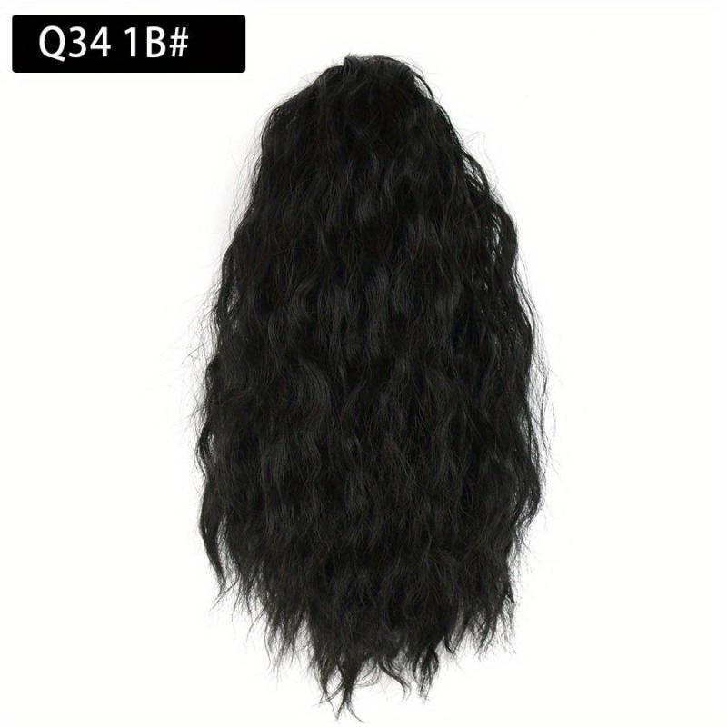 Wavy Ponytail Extensions Synthetic Fiber Drawstring Curly Ponytail Extensions