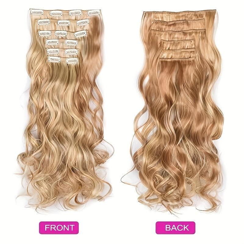 6pcs Long Wavy Hair Pieces Synthetic Clip In Extensions for Daily Use