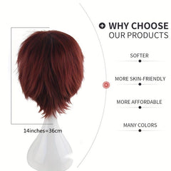 Men's Short Curly Bob Wig with Bangs Heat Resistant
