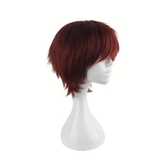 Men's Short Curly Bob Wig with Bangs Heat Resistant